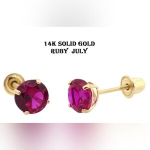 !!SOLD!! 14K Solid Gold Ruby July Earrings